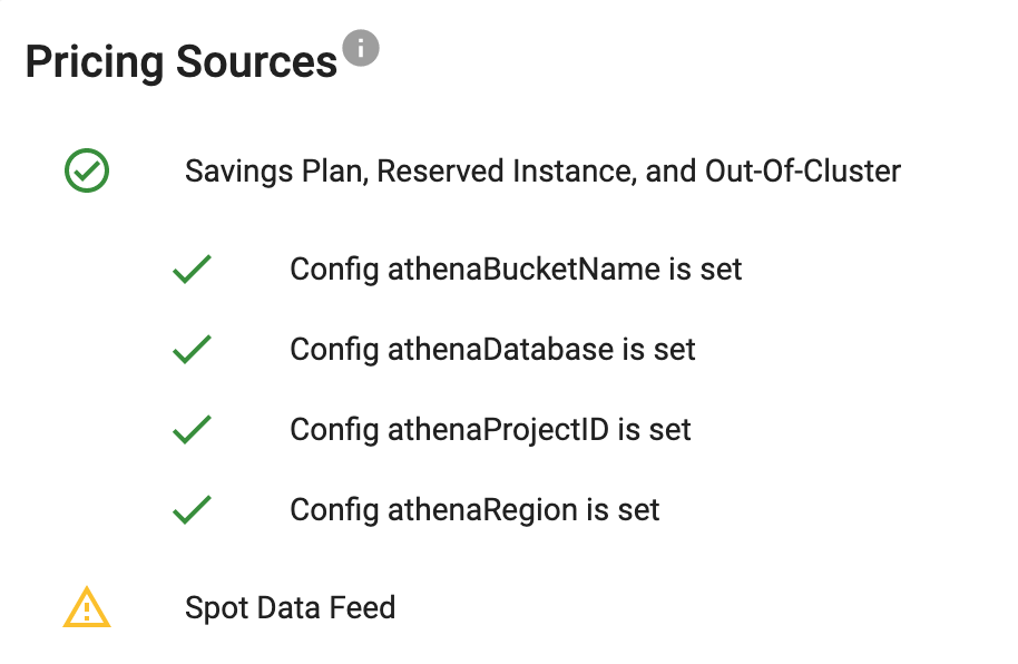 Kubecost diagnostics screenshot
